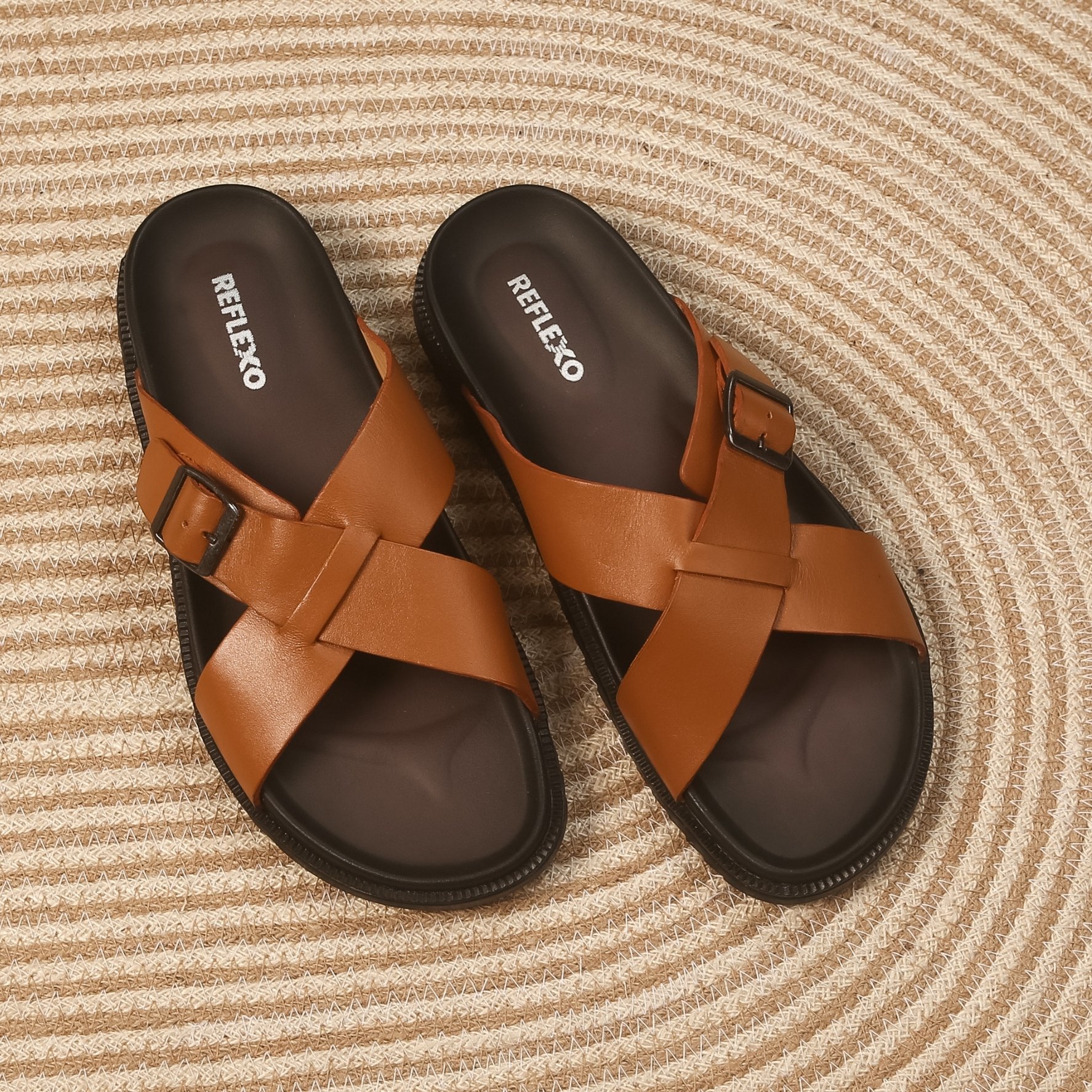 Men's Premium Cross Belt Sandal - Camel